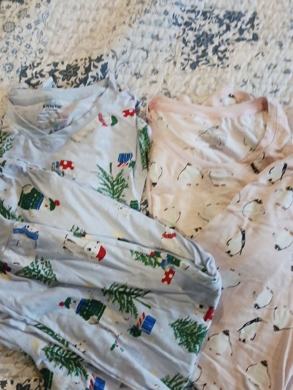 Women’s Cozy Holiday Pajama Set - Light Blue & Light Pink